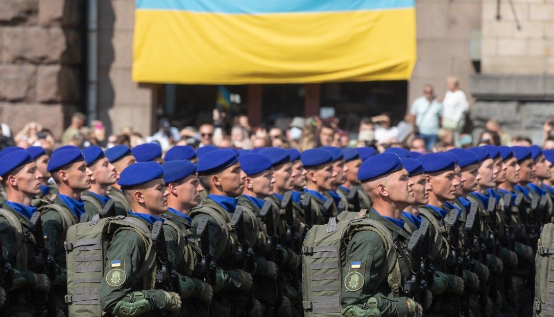 Ukraine soldiers celebrating independence anniversary|