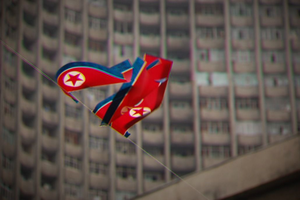 North Korea flags 