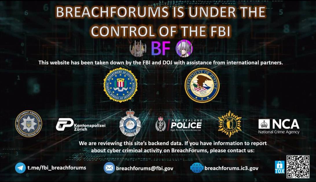 Feds seize BreachForums platform, Telegram page - threcord.media(cybercrime)