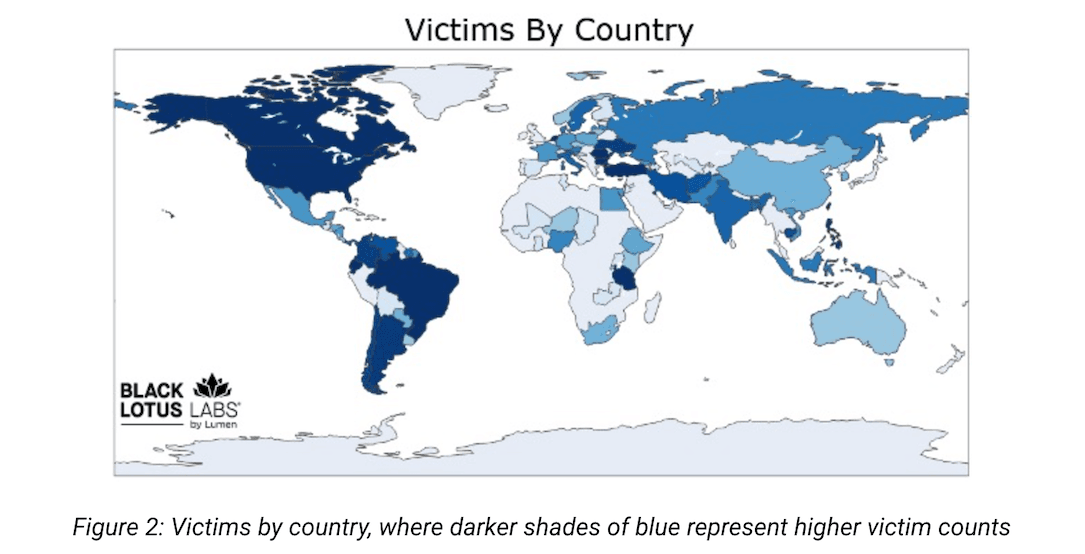 Black Lotus Labs map of botnet victims