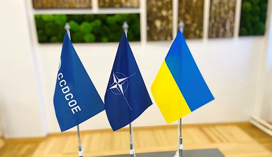 CCDCOE, NATO, Ukraine flags