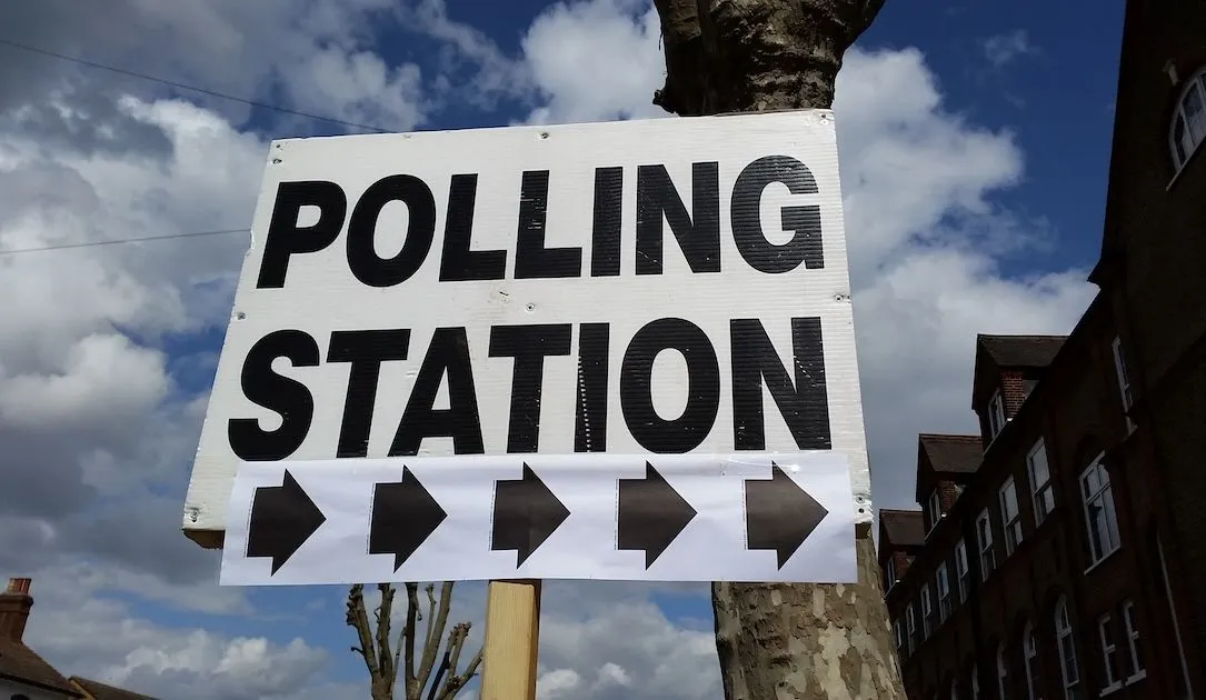 U.K. polling station sign