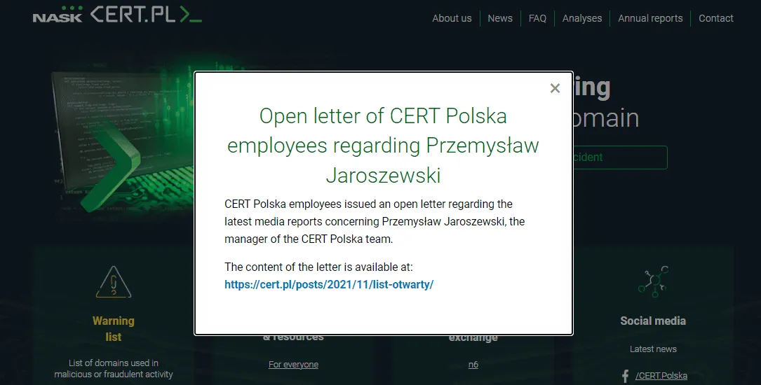 CERT-Poland website|Przemysław-Jaroszewski