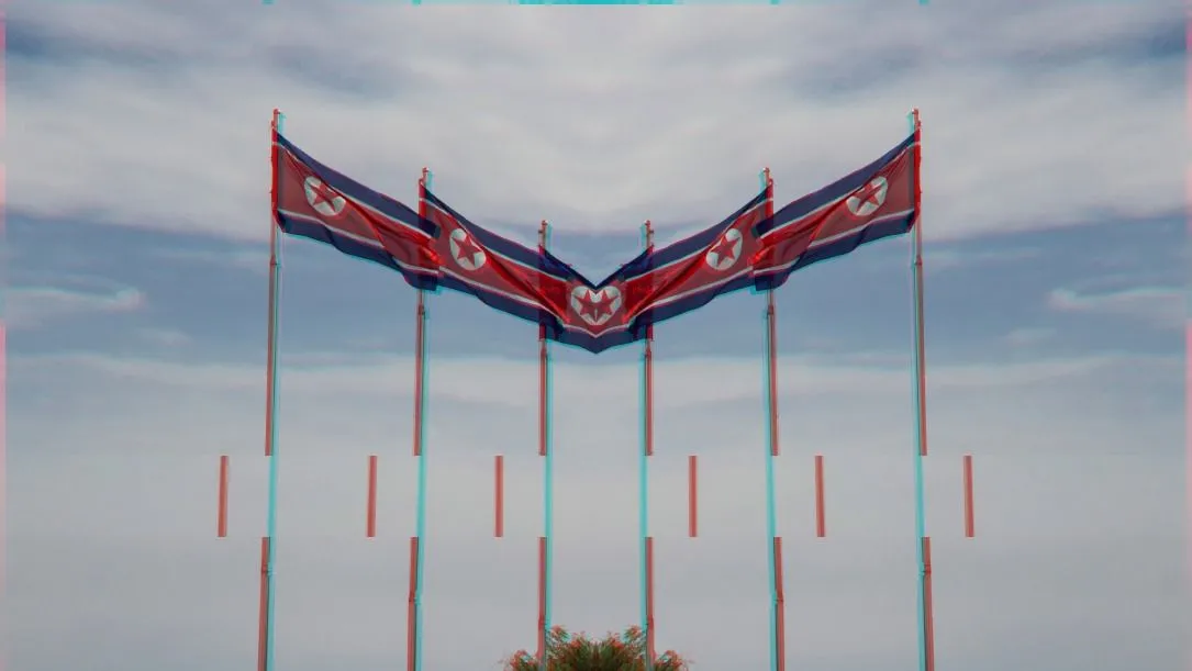 North Korea flags 