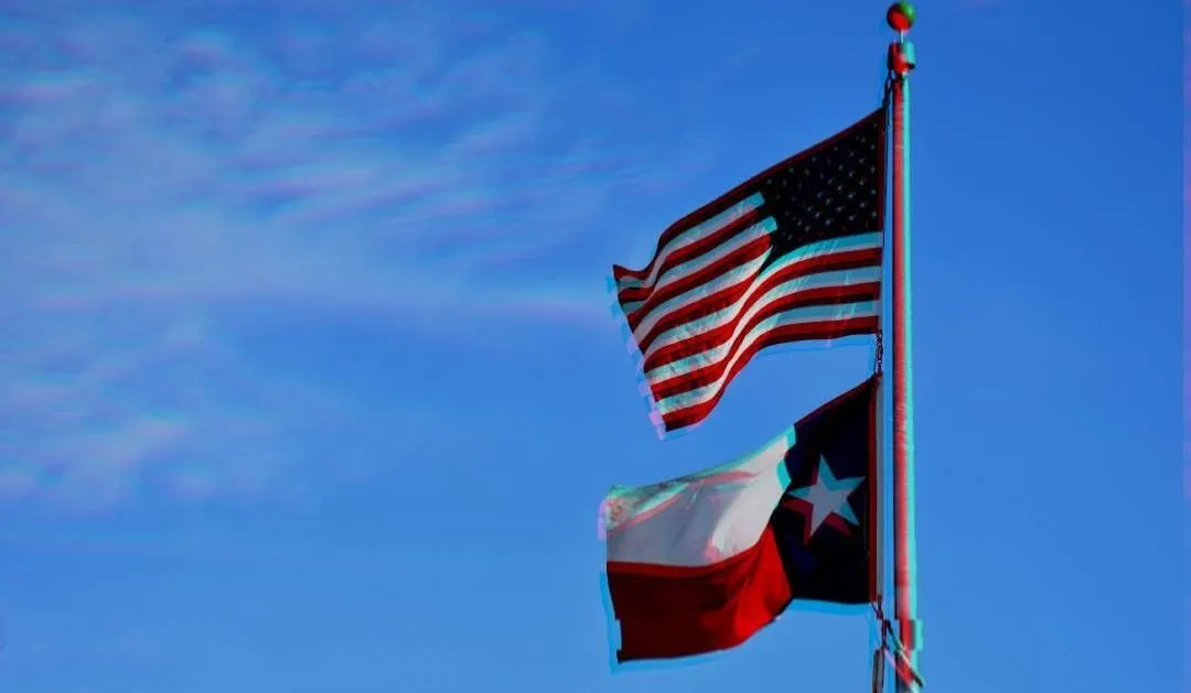 American and Texas flag
