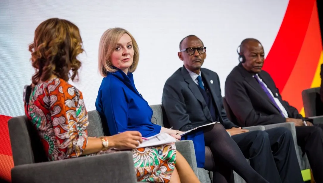 Liz Truss speaking at the UK-Africa Investment Summit in London in 2020. Image: UK Department for International Development