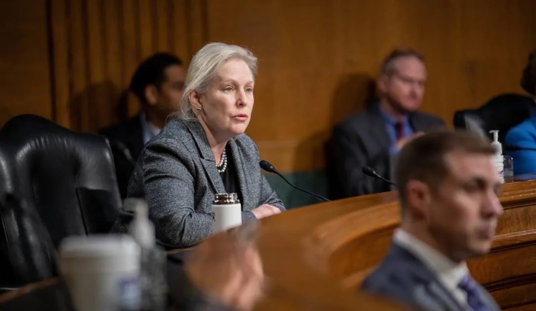 Senator Kirsten Gillibrand at a hearing in review of the 2023 Defense Authorization Request. Image: U.S. Air Force/Jack Sanders