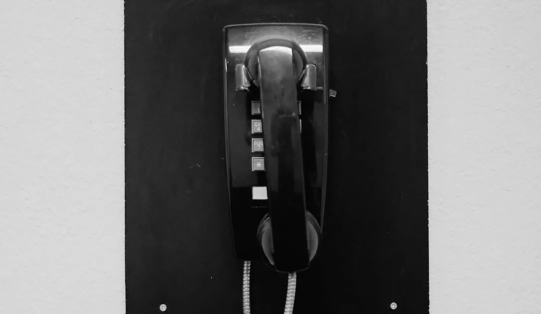 land-line telephone on a wall