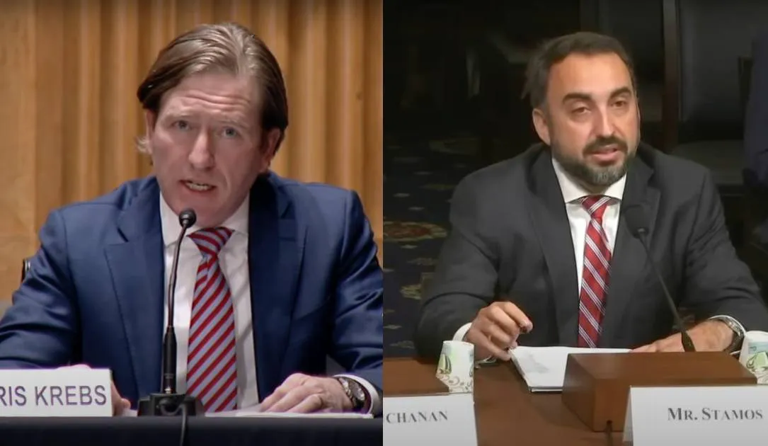 Christopher Krebs and Alex Stamos giving testimony before Congress