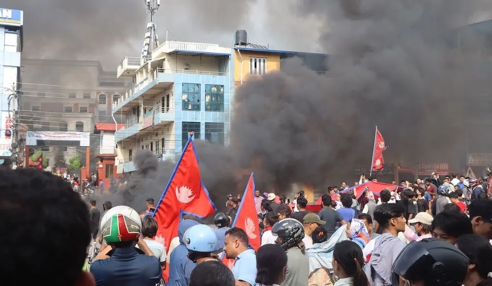 Protests in Bharatpur, Nepal, on September 9, 2025