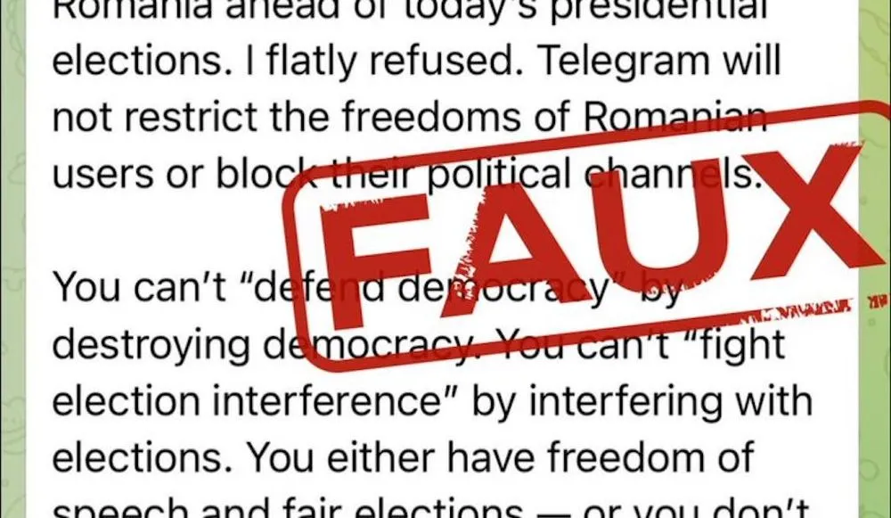French foreign ministry X post about Pavel Durov's Romania claims