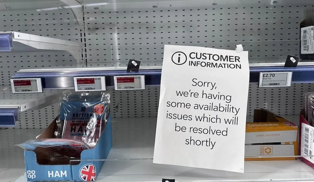 empty Co-op grocery shelf