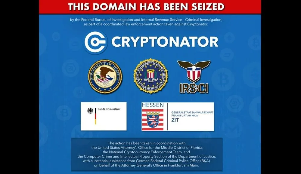 Cryptonator seizure splash page