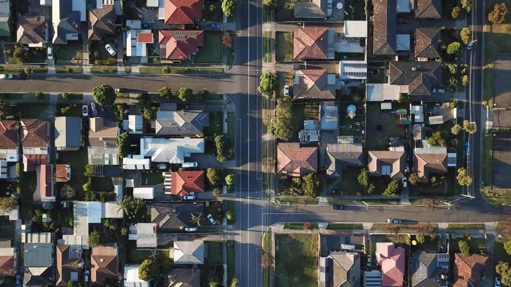 A neighborhood aerial view