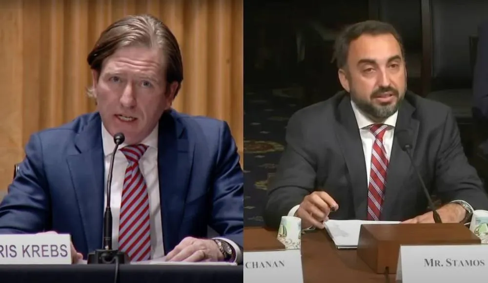 Christopher Krebs and Alex Stamos giving testimony before Congress