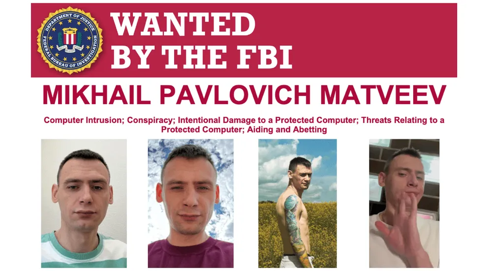 Mikhail Matveev, aka Wazawaka, FBI wanted poster 