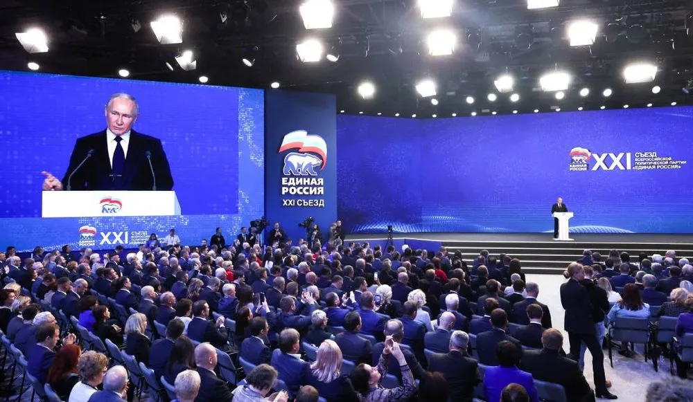 Vladimir Putin at the United Russia congress in December