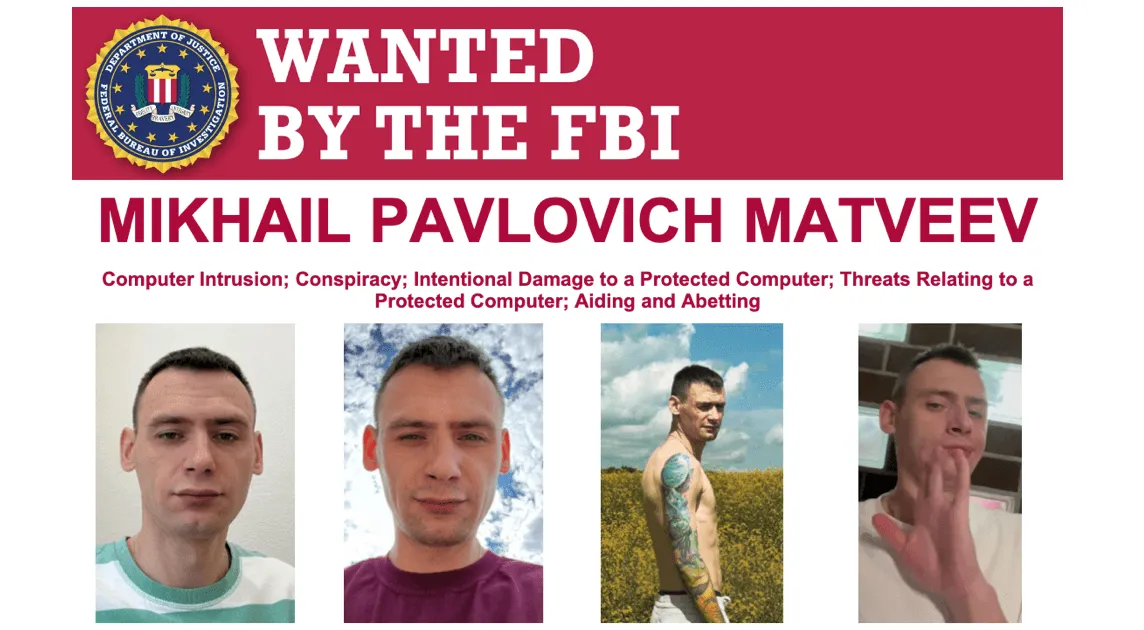 Mikhail Matveev, aka Wazawaka, FBI wanted poster 