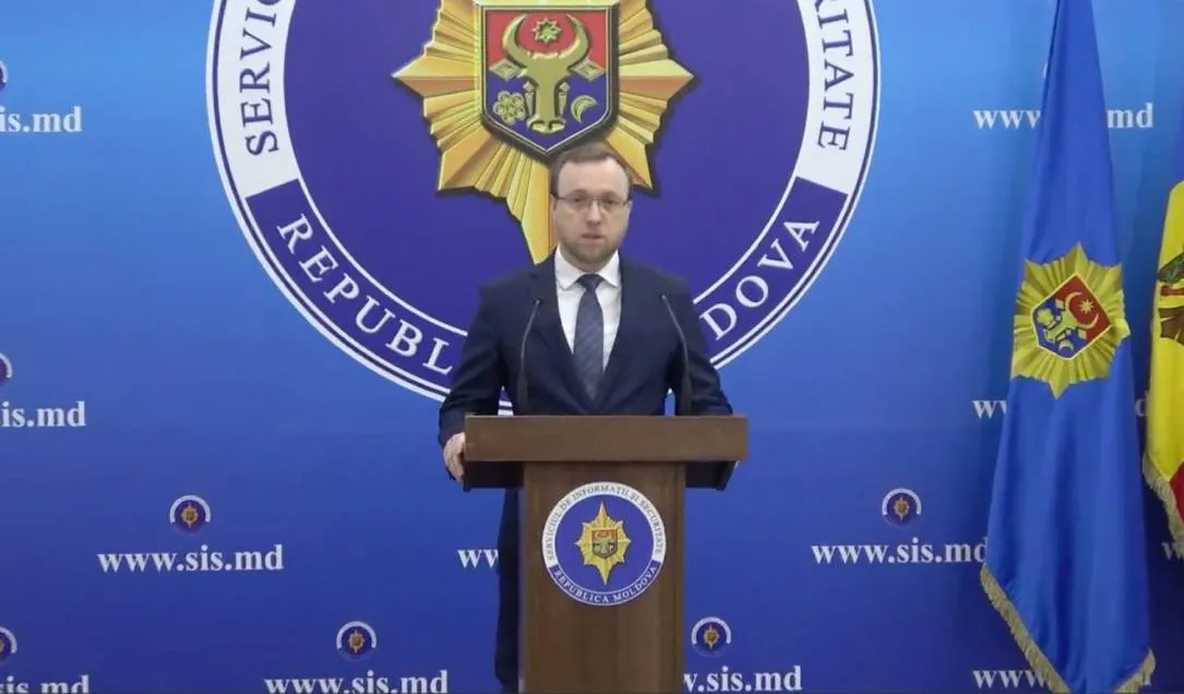 Alexandru Musteata, Moldova's intelligence chief, speaking at a press conference Tuesday.