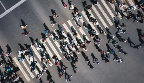 crowds walking