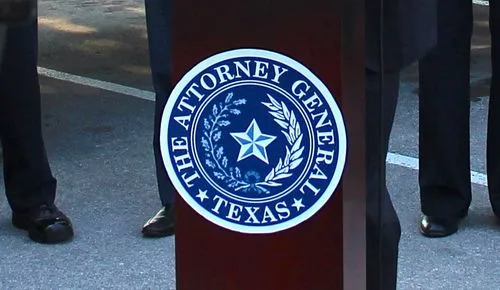 Texas attorney general seal on a lecturn