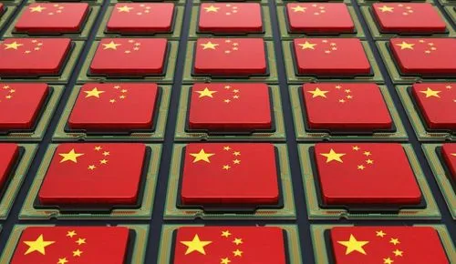 illustration of China flags on microchips