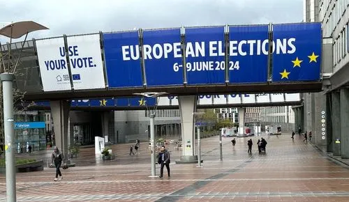 European elections sign, Brussels, 2024