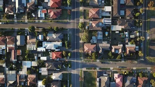 A neighborhood aerial view