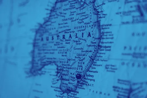 Australia on a map