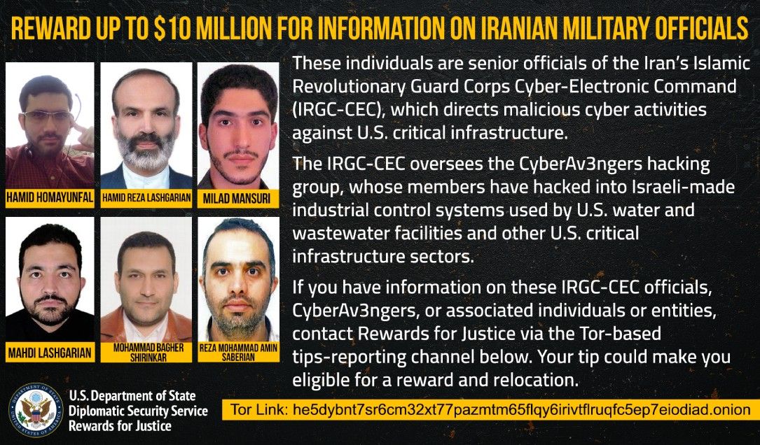 US offers $10 million for info on Iranian leaders behind CyberAv3ngers water utility attacks - threcord.media(cybercrime)