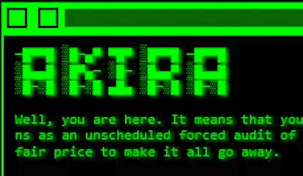 Akira ransomware darknet page