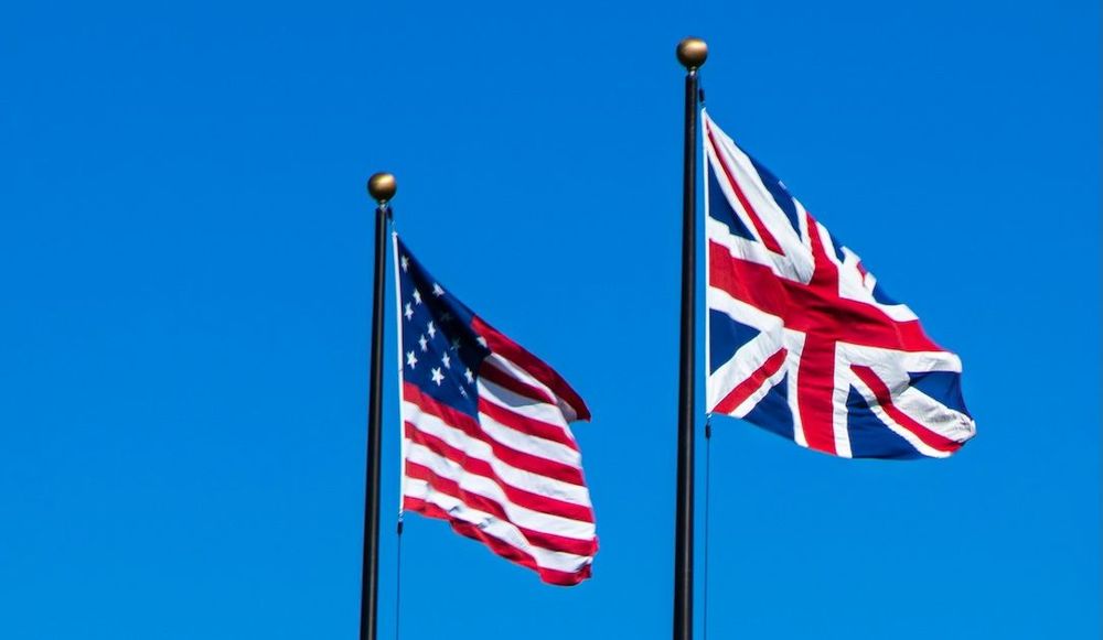 U.S. flag and British flag