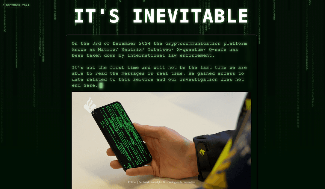 Police shutter MATRIX encrypted chat service used by criminals - threcord.media(tech)