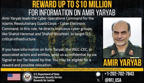 Amir Yaryab reward poster from U.S. State Department
