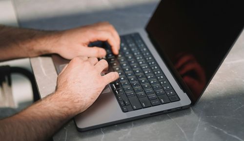 remote work on laptop