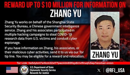 Zhang Yu reward poster